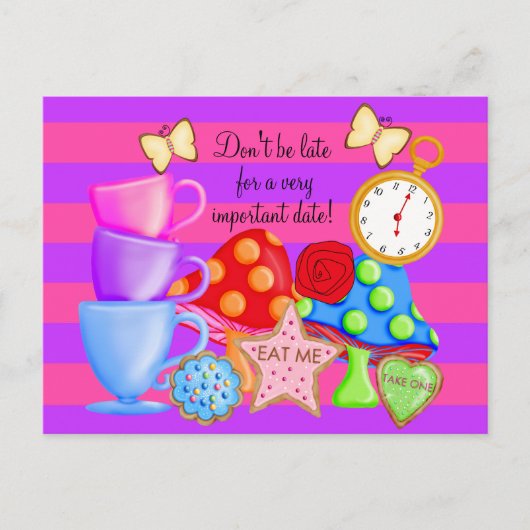 Wonderland Birthday Postcard Postkarte (Vorderseite)