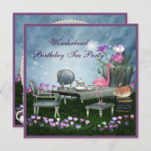 Wonderland Birthday Tee Party Einladung (Vorne/Hinten)