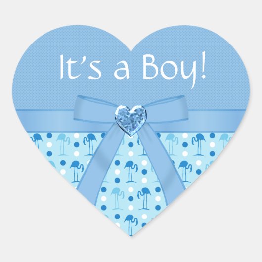 Wonderland Blue Flamingo New Baby Boy Stickers (Vorderseite)