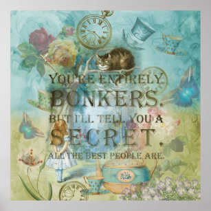 Wonderland Bonkers Zitat-Alice im Wunderland Poster