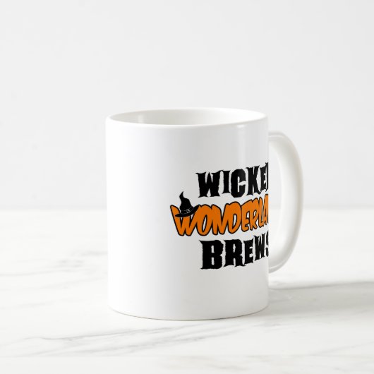 Wonderland Brews Funny Halloween Kaffeetasse (VorderseiteRechts)