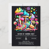 Wonderland Candy Birthday Einladung (Vorderseite)