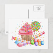 Wonderland Cupcake Candy Lollipop Sweet Tarts Postkarte (Vorne/Hinten)