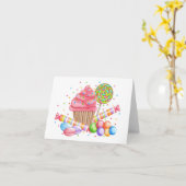 Wonderland Cupcake Notecard Karte (Gelbe Blume)