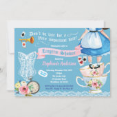 Wonderland Dessous Dusche Brautparty blau pink Einladung (Vorderseite)