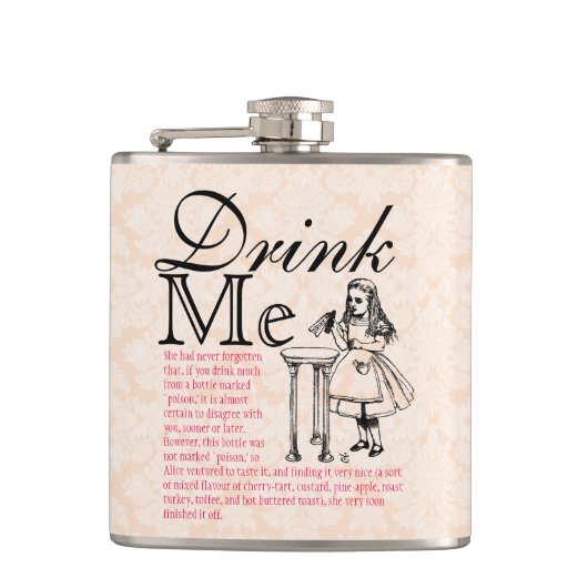 Wonderland Drink Me Pink Brocade Flachmann (Vorderseite)