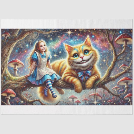 Wonderland Fairytale Alice Cheshire Cat Decoupage Seidenpapier (Vorderseite)