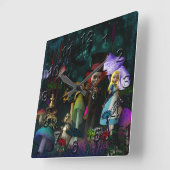 Wonderland Fantasy Clock Quadratische Wanduhr (Winkel)