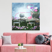 Wonderland Flamingo & Cheshire Cat Leinwand (Insitu (Wohnzimmer))