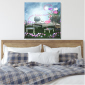 Wonderland Flamingo & Cheshire Cat Leinwand (Insitu (Schlafzimmer))