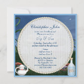 Wonderland Flamingo Sip & See Boy Baby Dusche Einladung (Rückseite)