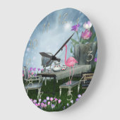 Wonderland Flamingo Tea Party Große Wanduhr (Winkel)