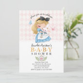Wonderland Girl Baby Dusche Einladung (Stehend Vorderseite)