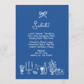 WONDERLAND Hand gezeichnetes Editierbares Hochzeit Menükarte (Rückseite)