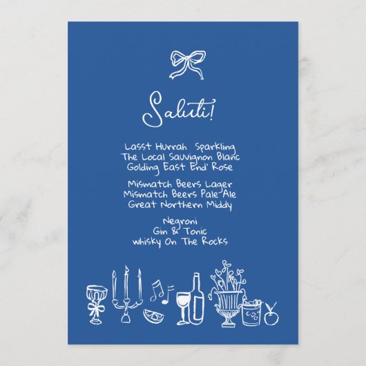 WONDERLAND Hand gezeichnetes Editierbares Hochzeit Menükarte (Rückseite)