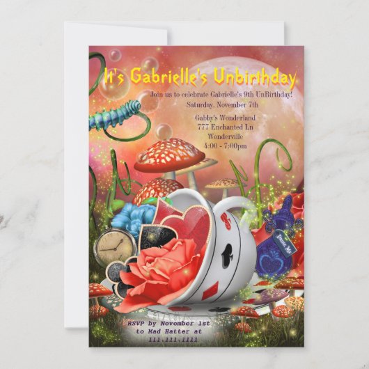 Wonderland Invasion, Wonderland Party Einladung (Vorderseite)