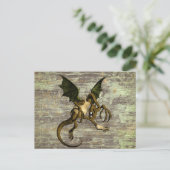 Wonderland Jabberwocky auf Not leidendem Holz Postkarte (Stehend Vorderseite)