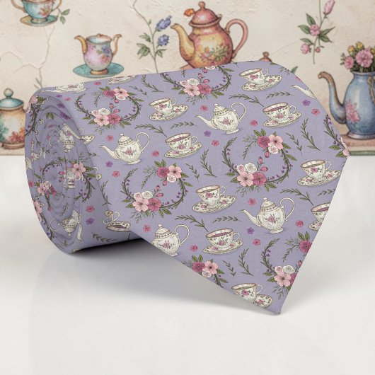 Wonderland Lilac Classic Pattern Necktie Tie Krawatte