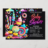 Wonderland Lollipop Baby Dusche Einladung (Vorne/Hinten)