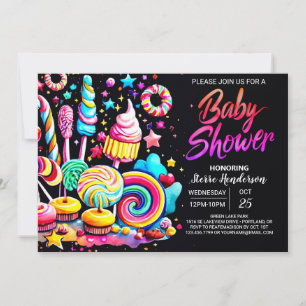 Wonderland Lollipop Baby Dusche Einladung