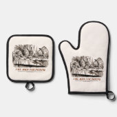 Wonderland Mad Tea Party Alice Rabbit Mad Hatter Ofenhandschuh & Topflappen-Set (Vorderseite)