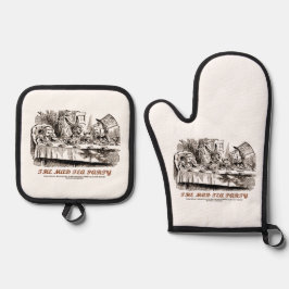 Wonderland Mad Tea Party Alice Rabbit Mad Hatter Ofenhandschuh & Topflappen-Set