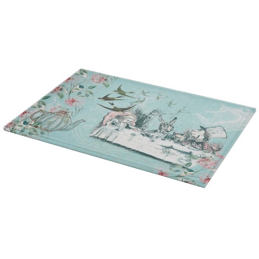 Wonderland Mad Tee Party Aqua Pinacoteca Schneidebrett (Ecke)