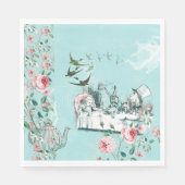 Wonderland Mad Tee Party Aqua Pink Napkin Serviette (Vorderseite)
