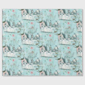 Wonderland Mad Tee Party Aqua Pink Wrapping Paper Geschenkpapier (Flach)