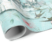 Wonderland Mad Tee Party Aqua Pink Wrapping Paper Geschenkpapier (Rolleneckpunkt)