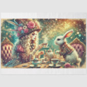 Wonderland Magic Girl and Rabbit Teatime Decoupage Seidenpapier (Vorderseite)