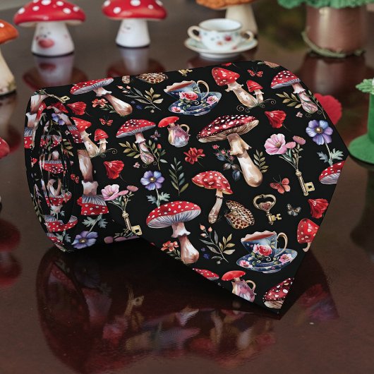 Wonderland Mushroom Pattern Necktie Tie Krawatte