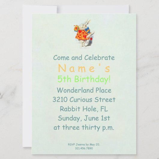 Wonderland PAPER/GRÖSSE/SHAPE OPTION - Einladung (Rückseite)