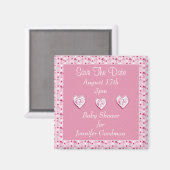 Wonderland Pink Flamingos Save the Date Baby Magnet (Vorderseite/Rückseite)