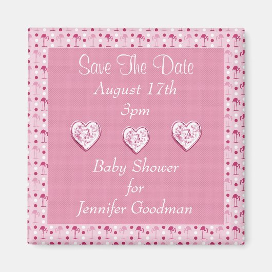 Wonderland Pink Flamingos Save the Date Baby Magnet (Vorne)