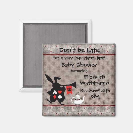 Wonderland Rabbit Babydusche Save the Date Magnet (Vorderseite/Rückseite)