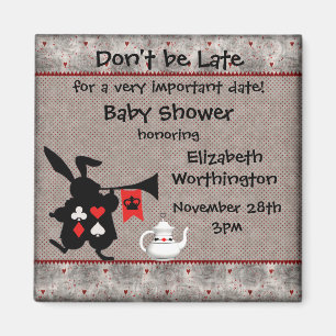 Wonderland Rabbit Babydusche Save the Date Magnet