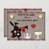 Wonderland Rabbit Save the Date Babydusche Ankündigungspostkarte (Vorne/Hinten)