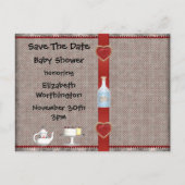 Wonderland Rabbit Save the Date Babydusche Ankündigungspostkarte (Rückseite)