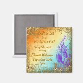 Wonderland Rabbit Save the Date Babydusche Magnet (Vorderseite/Rückseite)