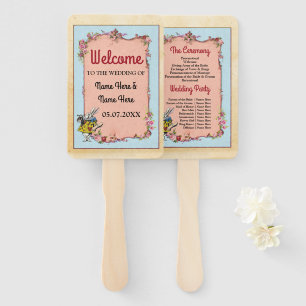 Wonderland Rabbit Wedding Program Vintag Fan Fächer