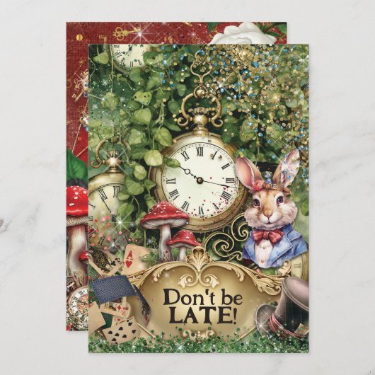 Wonderland Save the Date Card Einladung (Vorne/Hinten)