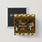 Wonderland Steampunk Birthday Party Button (Vorne & Hinten)
