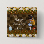Wonderland Steampunk Birthday Party Button (Vorderseite)