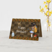 Wonderland Steampunk Birthday Party Karte (Gelbe Blume)