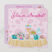 Wonderland Tea Party Bridal Dusche Einladung (Vorne/Hinten)