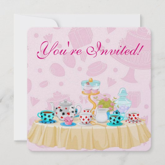 Wonderland Tea Party Bridal Dusche Einladung (Vorderseite)