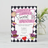 Wonderland Tea Party für Abschluss Einladung (Stehend Vorderseite)