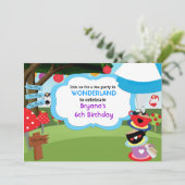 Wonderland Tea Party Geburtstag Einladungen (Stehend Vorderseite)