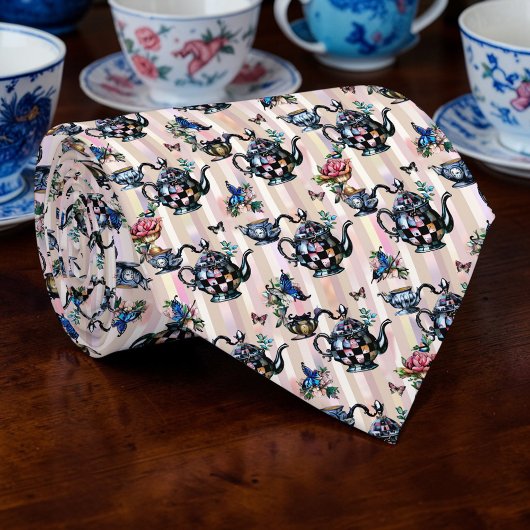 Wonderland Teapot Pattern Necktie Tie Krawatte